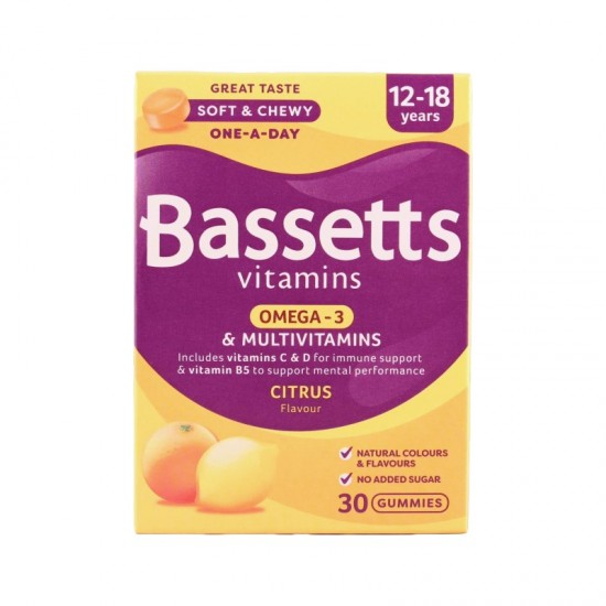 Bassetts Vitamins 30's - 12-18 Years Multivitamins + Omega 3 Citrus