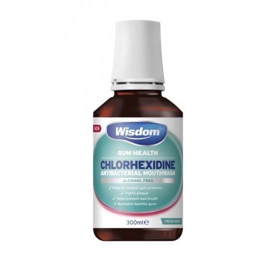 Wisdom Chlorhexidine Alcohol FREE Mouthwash 300ml Fresh Mint - Wash ...