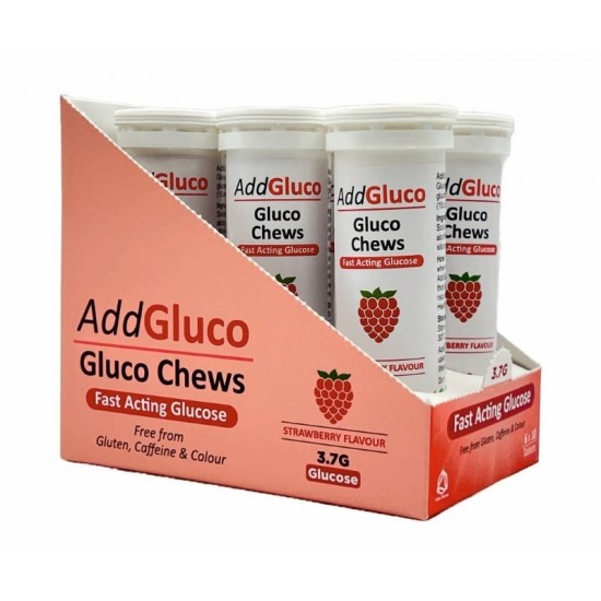 Addgluco Glucose Chew Tab Strawbery Tube 10 Tabs