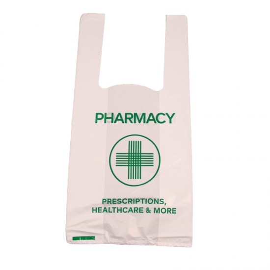 Pharmacy Vest Carrier Bags HD 180x280x380mmx18mu (7x11x15x18mu)