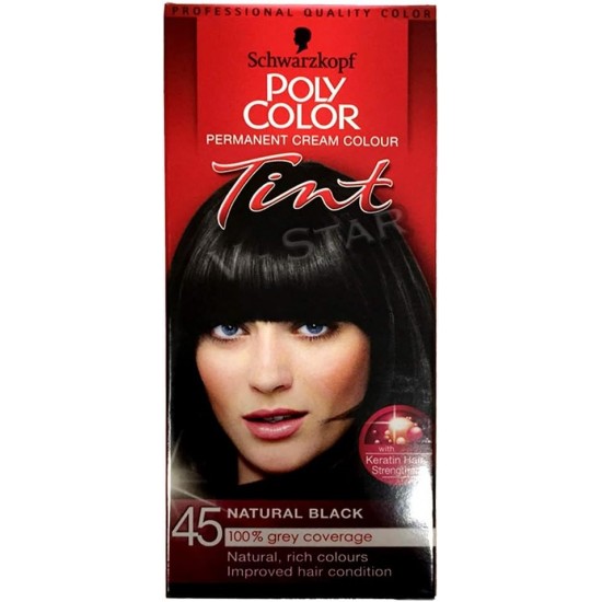 **Poly Color Permanent Cream Colour Tint 45 Natural Black