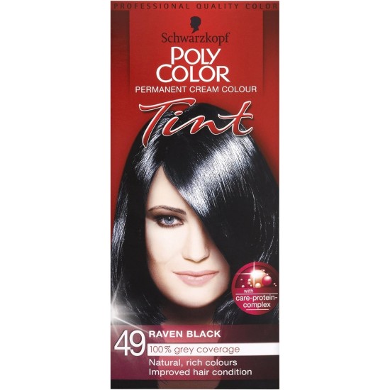 **Poly Color Permanent Cream Colour Tint 49 Raven Black