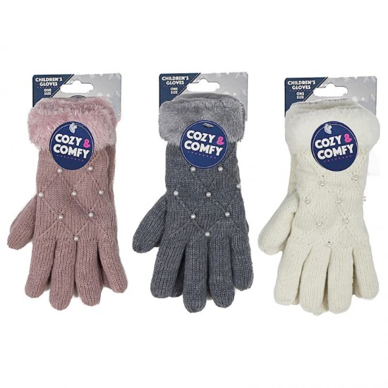 Ladies Cozy Gloves with Pearls Assorted LP53918